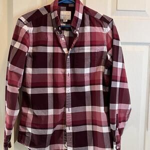 American Eagle Mens Shirt Button Up Long Sleeve Red Check Casual